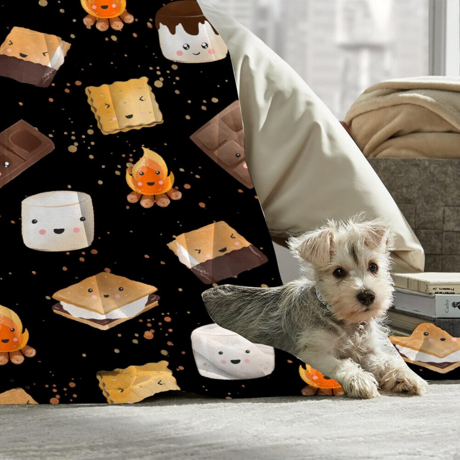 Cute S'Mores Blanket | Ultra Soft Marshmallow Cookie Throw Blanket | 50"x60" Marshmallow Gifts for Boys Girls | Plush Warm Cozy Roasted Marshmallows Blanket for Couch/Sofa/Travel/Camping