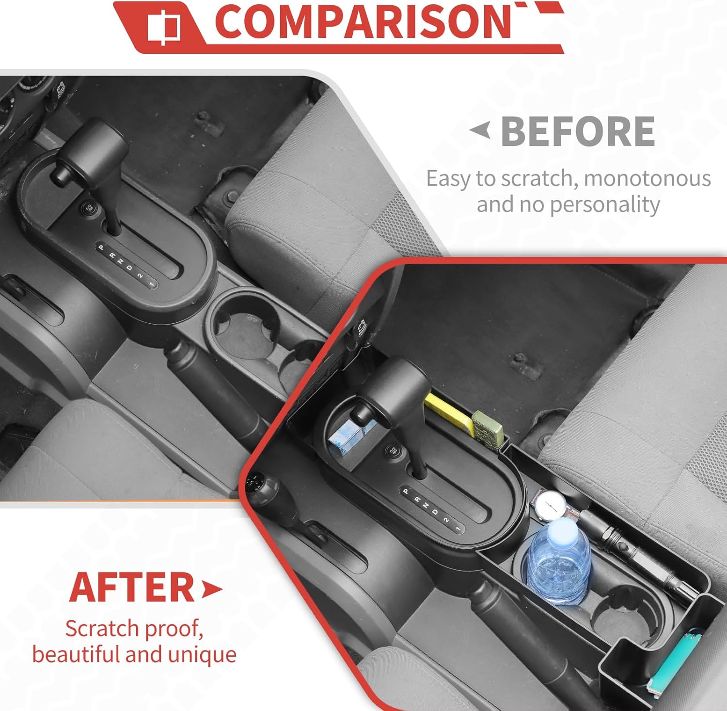 Center Console Gear Shift Storage fit for Jeep Wrangler JK JKU 2007-2010 Gear Shift Storage Tray Cup Holder Panel Gear Shift Cover Interior Accessories