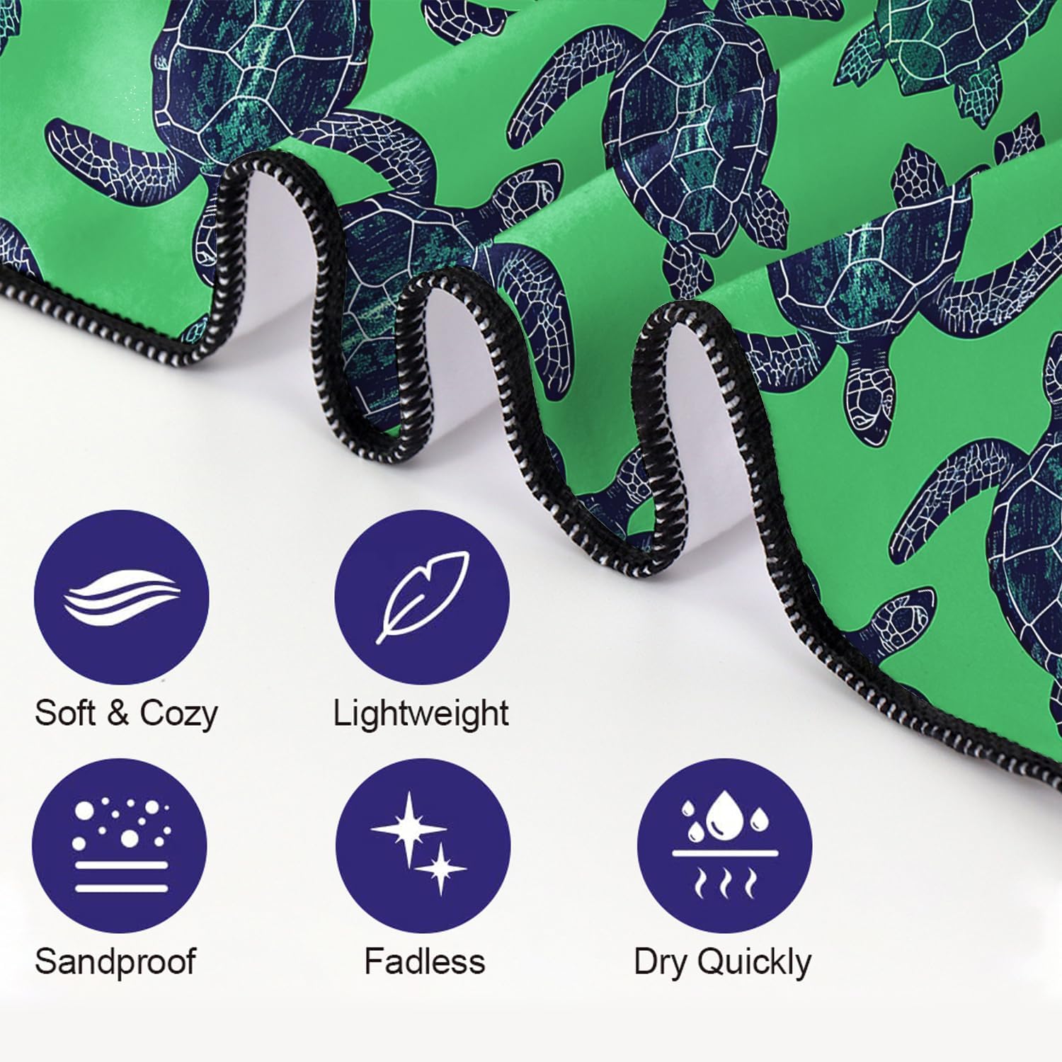 Green Turtles Beach Towel Oversized 36"x72" Quick Dry Microfiber Towels Pool Accessories Cruise Essentials Vacation Gifts Summer Must Haves for Swimming Camping Travel