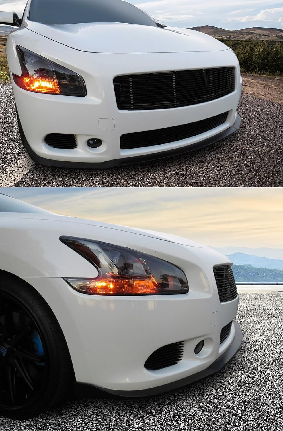 Front Bumper Lip Compatible with 2009-2015 Nissan Maxima, CS Style PU Black Front Lip Spoiler Splitter by IKON MOTORSPORTS, 2010 2011 2012 2013