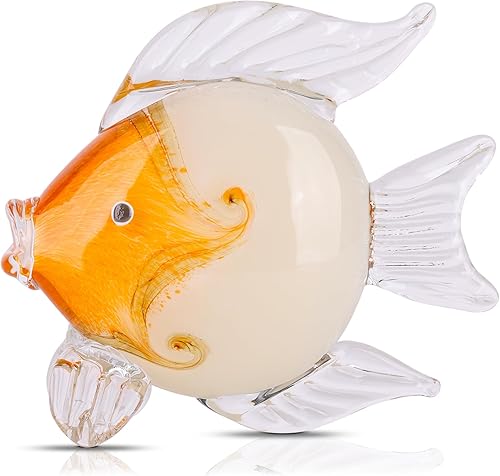 Figuras grandes de cristal de peces de vidrio soplado a mano, estatua y escultura de peces para decoración del hogar, pisapapapeles de cristal de