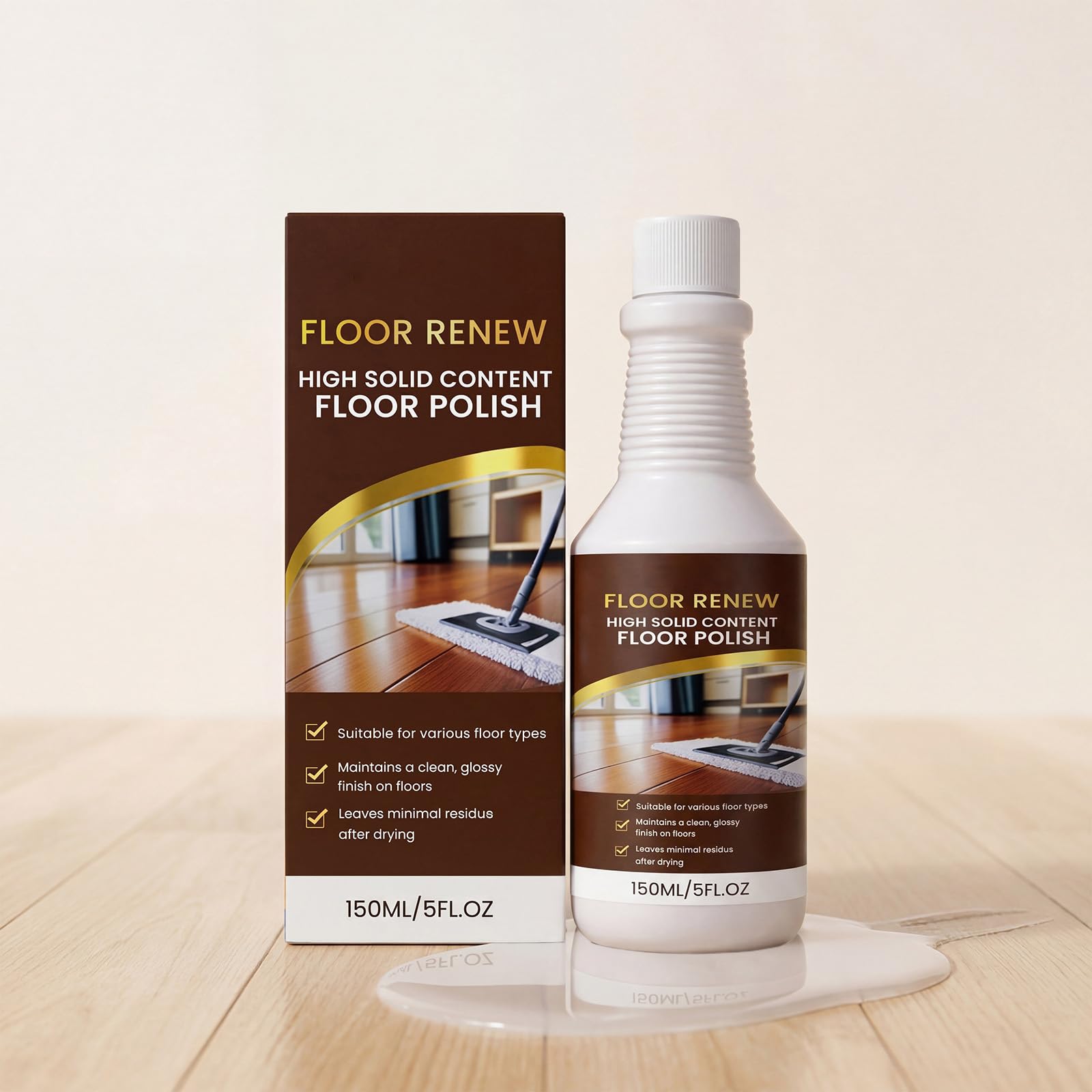 High-Solids Bodenpolitur, Professionelle Reinig, Pflege Politur Holzböden (5PCS)