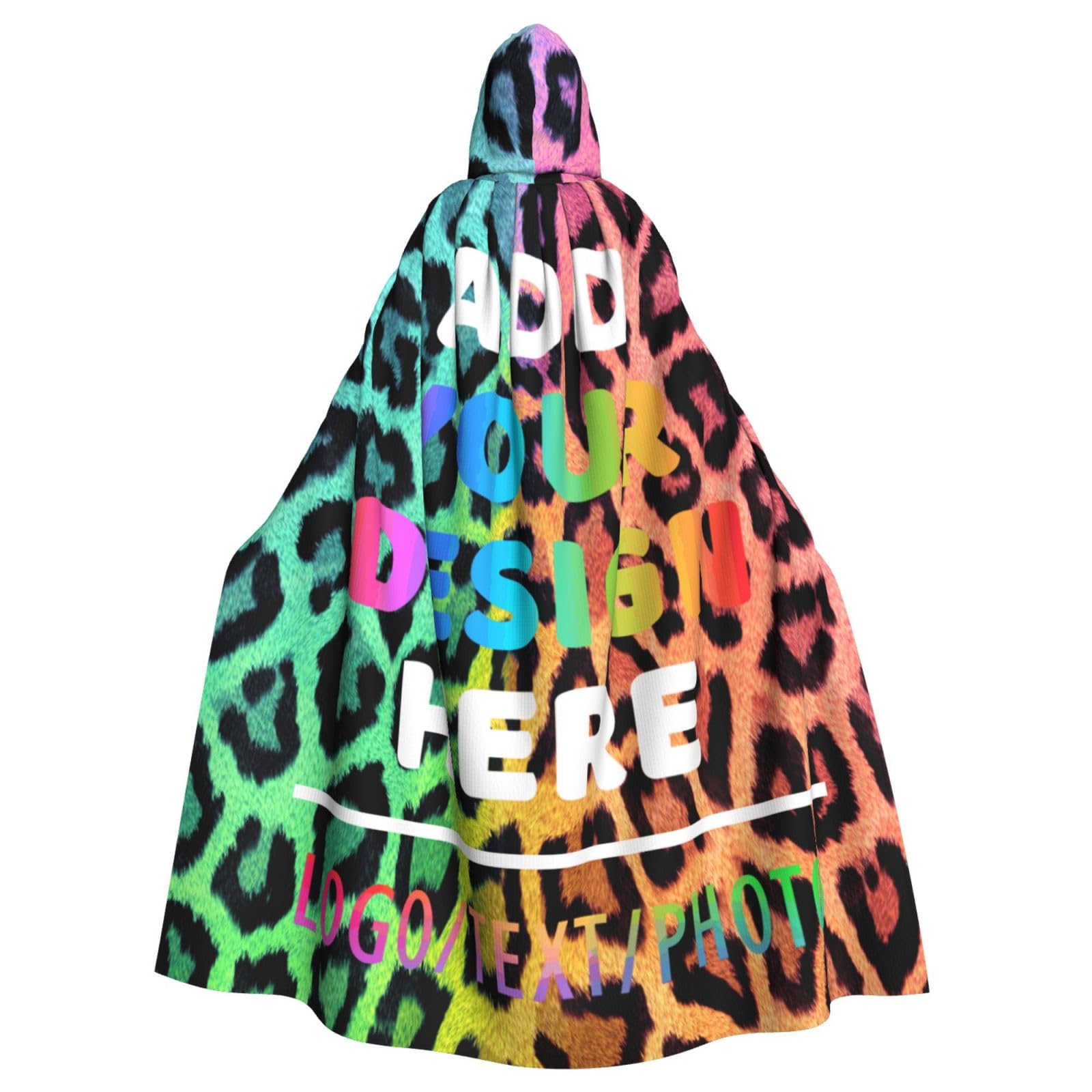Personalised Cape Custom Cloak with Hood Add Your Text Photo Personalised Halloween Cape with Image Custom Halloween Costumes Hooded Cloak - Oversized Capes With Bow Tie, Unisex Cosplay Costumes Gifts