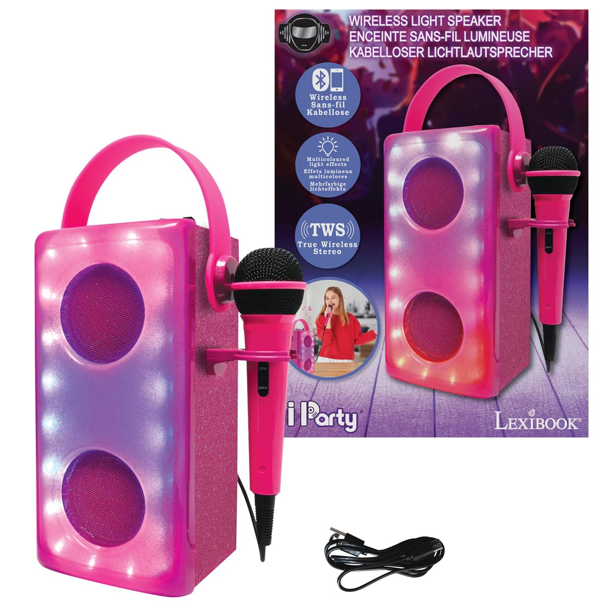 LEXIBOOK iParty Bluetooth Speaker with Mic Pink BTP185PKZLXB
