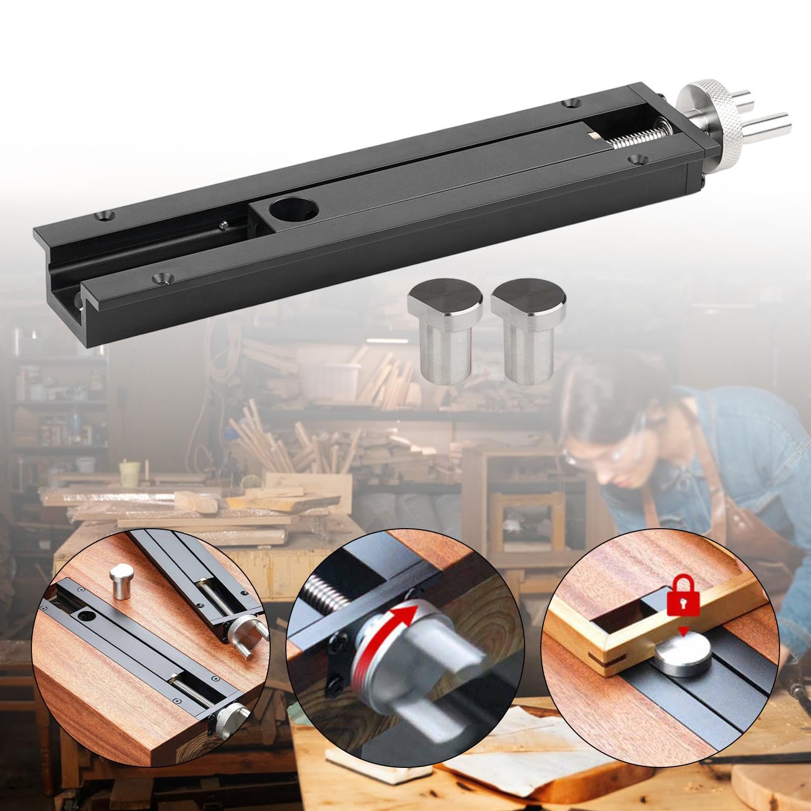 Tornillo de Banco para Carpintería con Soporte de Mesa Ajustable Desplazamiento Rápido Y Abrazadera Compacta Hecho en Aleación de Aluminio Adecuado Pa, Estilo B