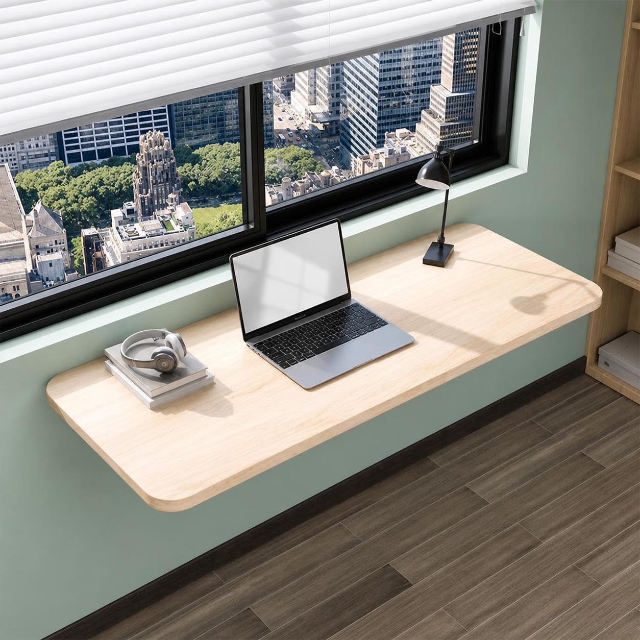 Mesa y Escritorio Plegable de Pared para Comedor, Trabajo con Ordenador, Estudio y Uso en Encimera de Cocina (Roble, 100cm x 30cm)