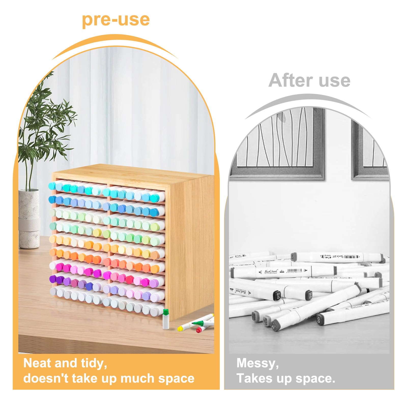 Marker Organizer 320 Ohuhu Organiseurs De Marqueurs En Bambou, Rangement Bureau En Bois Rangement Feutres