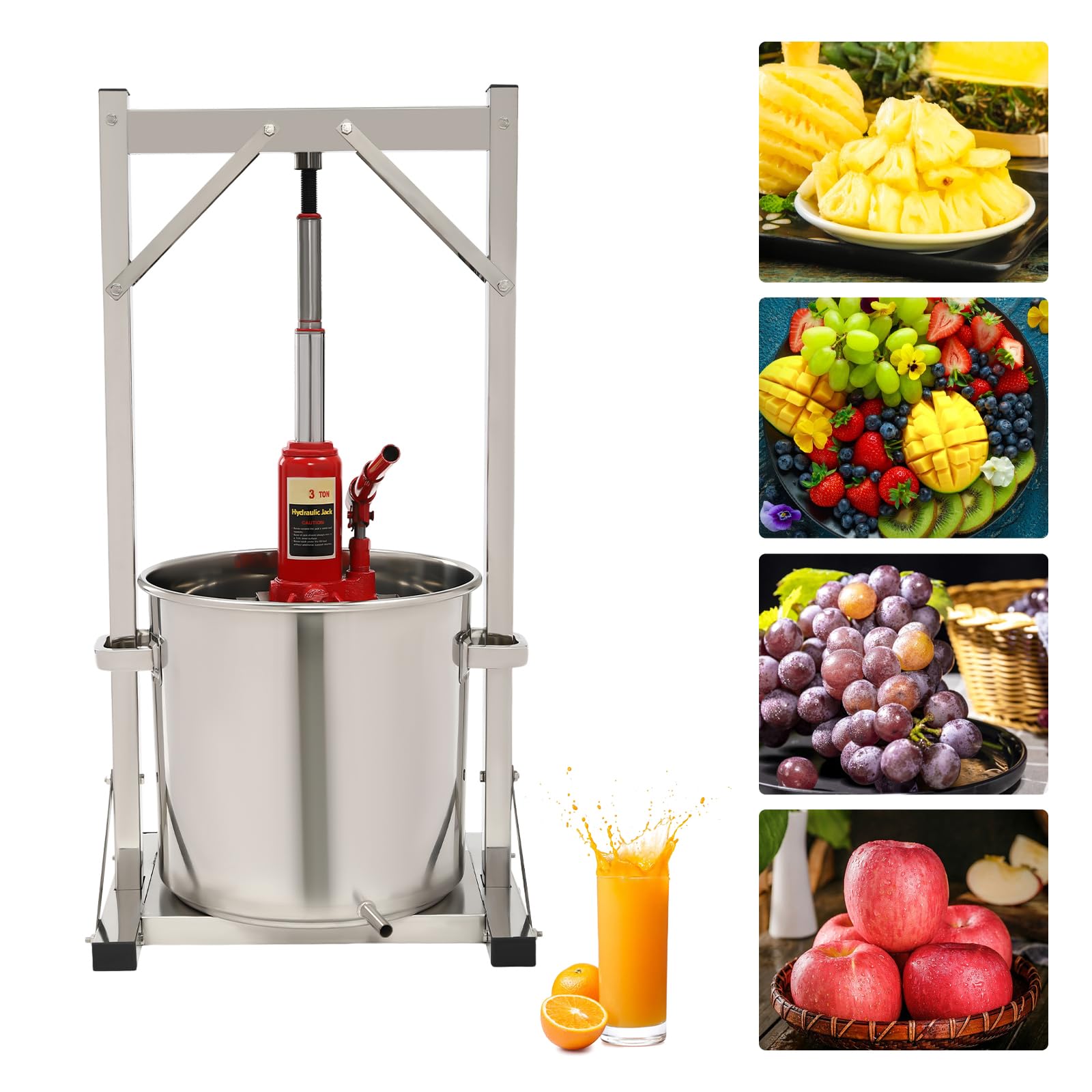 22L/5.8Gal Fruit Wine Press Manual Press Machine, Stainless Steel Manual Cheese Press Grape Cider Wine Making Equipment for Pressing Wine, Honey, Chili Oil