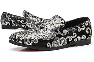Venshine Mens Dress Loafers Slip On Shoes Glitter Wedding Party Prom Shoes