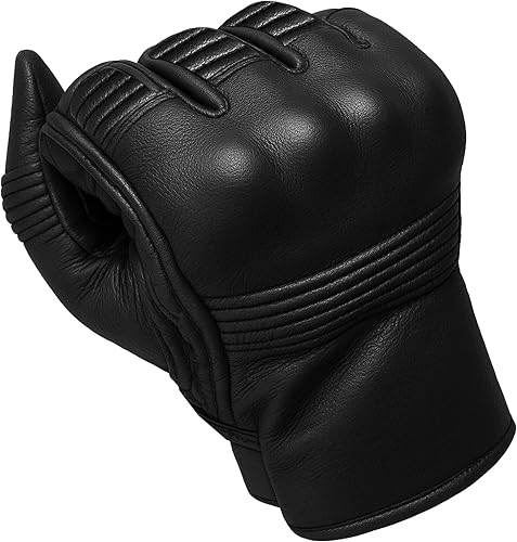 Miniatura 3 de Jackets 4 Bikes Guantes de motocicleta para hombre, de cuero de primera calidad, protectores de calle, con gel, acolchados, guantes de motociclista,