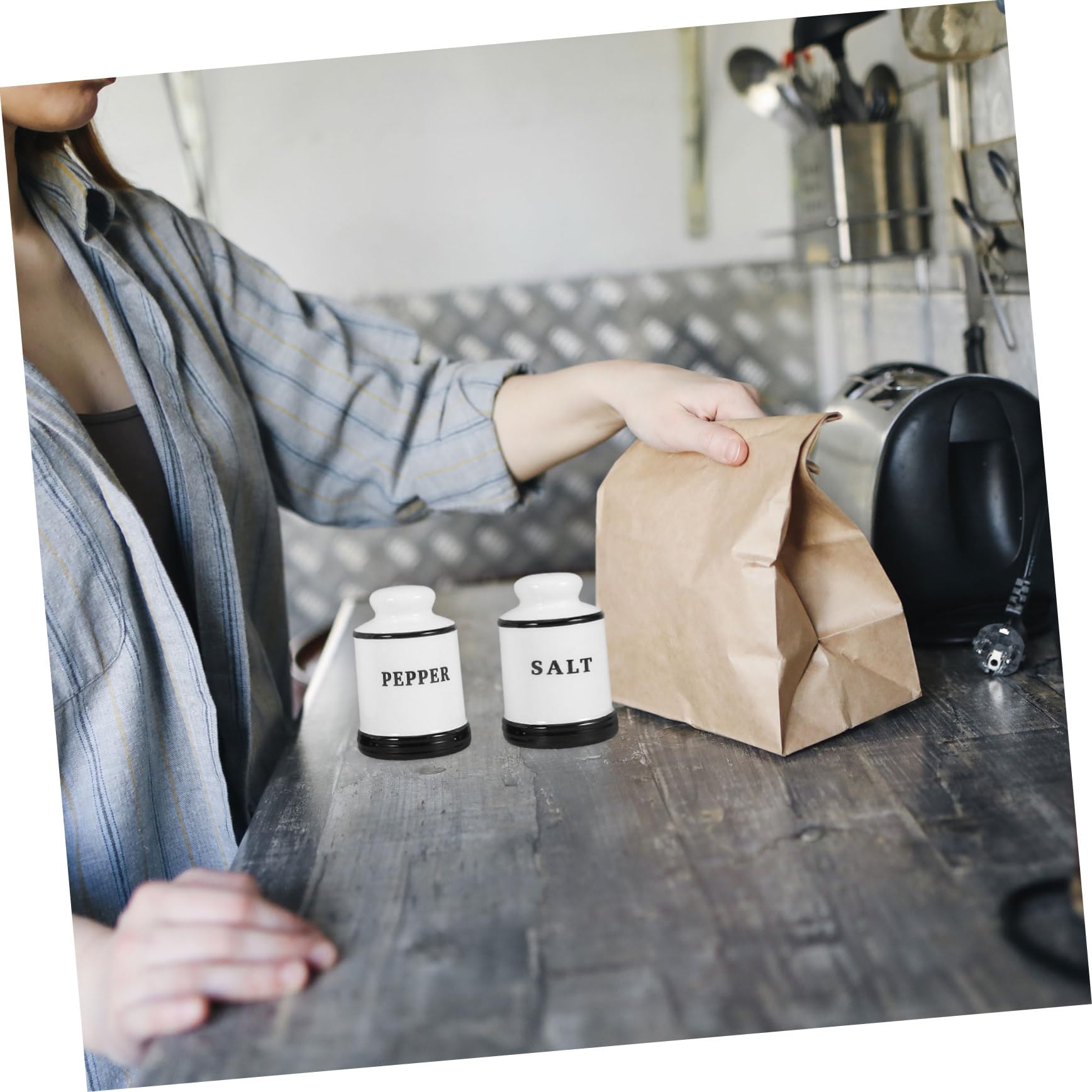 GLEAVI 4piezas Frascos De Condimentos De Cerámica Para Cocina Botes Para Aceite y Vinagre Salero y Pimentero Contenedor Para Especias Unidades Para Restaurantes y Cocinas