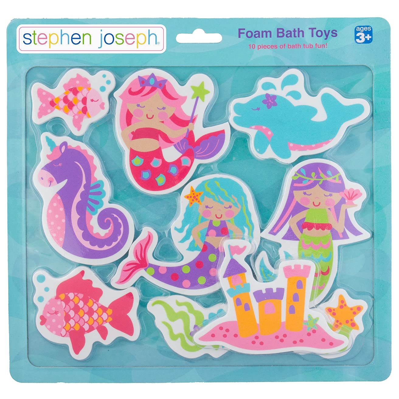 Stephen Joseph, Floating Foam Bath Character 10-Piece Toy Set, Axolotl