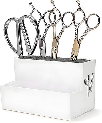 Niiyen Caja de almacenamiento de tijeras, estante profesional para tijeras de salón, estuche organizador de peluquería, suministros de peluquería