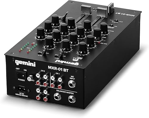 Miniatura 4 de Gemini - Mezclador de DJ de 2 canales con Bluetooth, ecualizador de micrófono, control de curva Crossfader, construcción de metal resistente,
