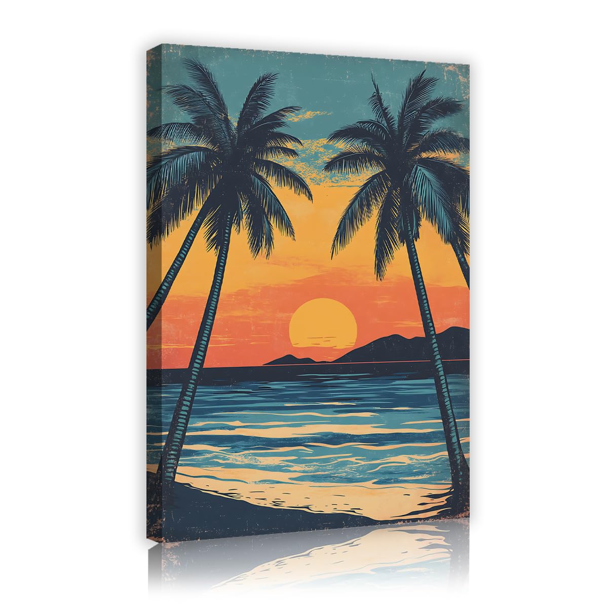 Via Vela Arte de pared de playa tropical cartel enmarcado de atardecer grabados vibrantes de lienzo en isla estética naturaleza para oficina decoración de habitaciones de invitados 60x90cm