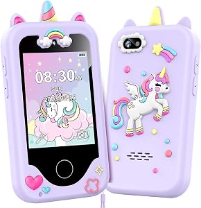 Kids Smart Phone for Girls, Christmas Birthday Gifts for Girls Age 3-10 Kids Toys Cell Phone, 2.8″ Touchscreen Toddler Learning Play Toy Phone with Dual Camera, Game, Music Player, 8GB Card Purple