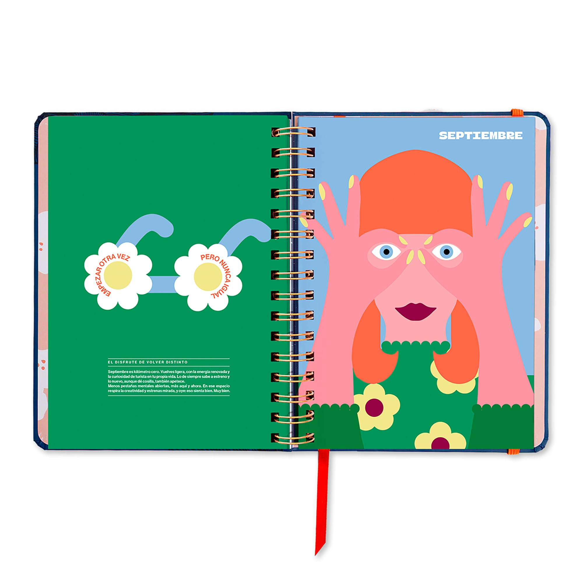 UO Agenda Escolar Kyoto Día Página: Empieza en septiembre de 2026 y Acaba en Agosto de 2027, Tapa Dura, con 134 Stickers, Goma elástica, Marcador de Regla y Cinta de Registro, Azul