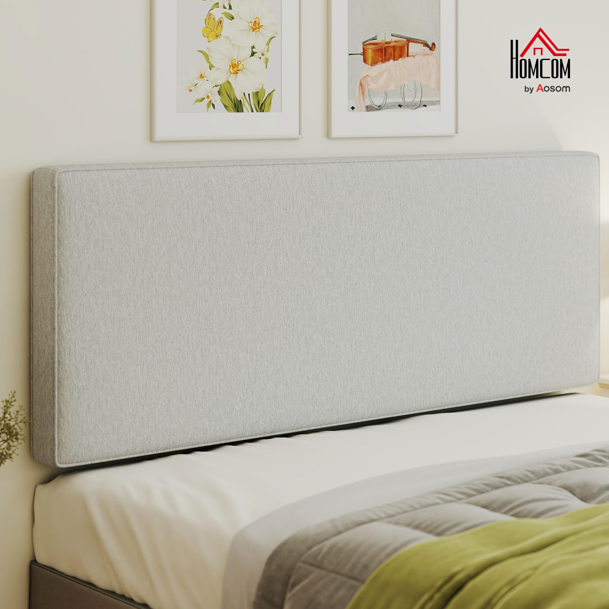 HOMCOM Testiera imbottita da parete in lino 140x60cm, Crema