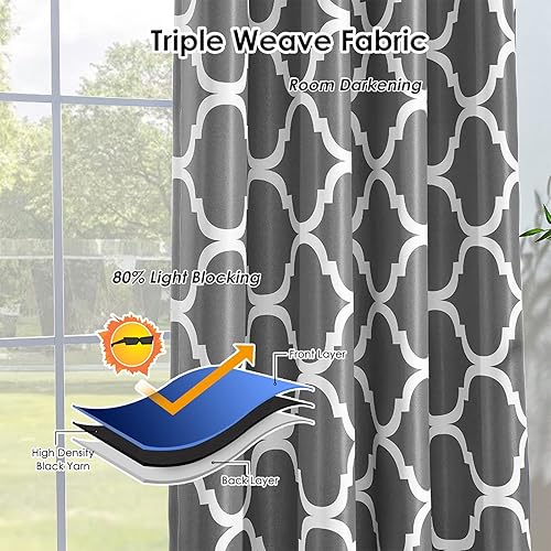 Miniatura 6 de Melodieux Cortina opaca con ojales para oscurecer la habitación, estilo marroquí, para dormitorio, cocina, ventanas pequeñas, 52 x 45 pulgadas,