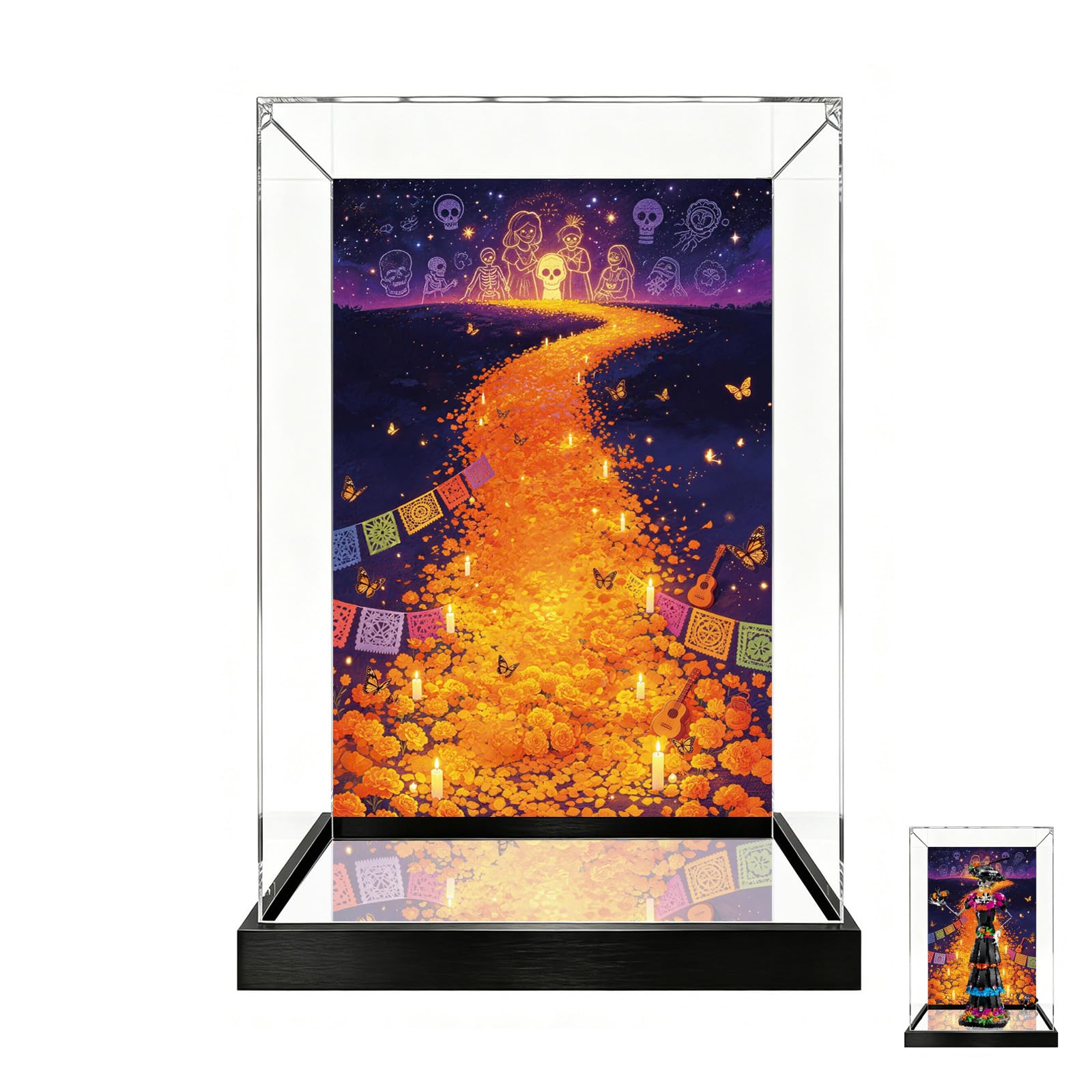 Clear Acrylic Display Case for Lego 21372 Undead Skeleton (Mirror Base+Background B)