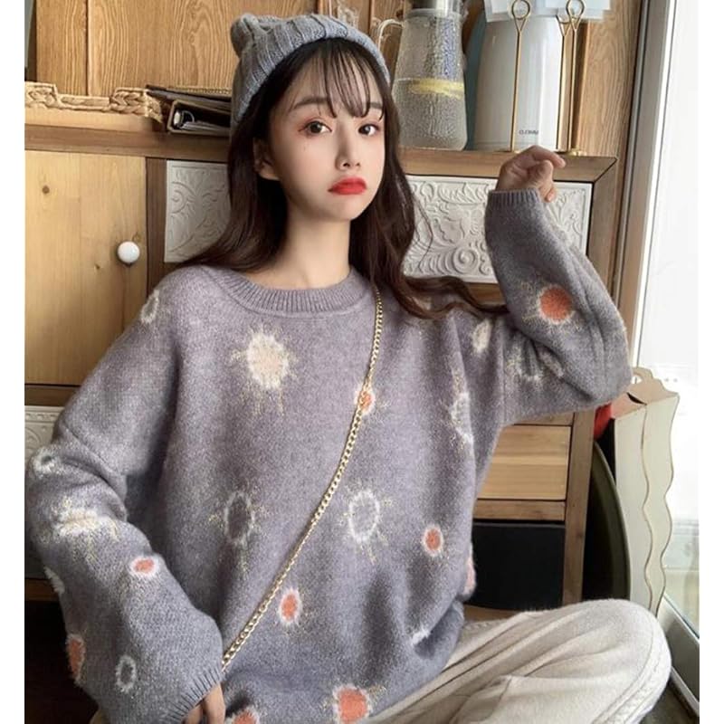 シーリングライト Ksila ニット レディース セーター 長袖 プルオーバー ジャガード クルーネック カットソー ゆったり 丸首 トップス ファッション 防寒 ニットセーター 保温 オシャレ 秋 冬 アウター Easternhillshotel Rw