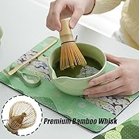 Vista 4 de Clay&Fire Juego de batidor de matcha, juego de matcha de cerámica, cuenco de matcha con boquilla y batidor, kit de té Matcha de 9 piezas