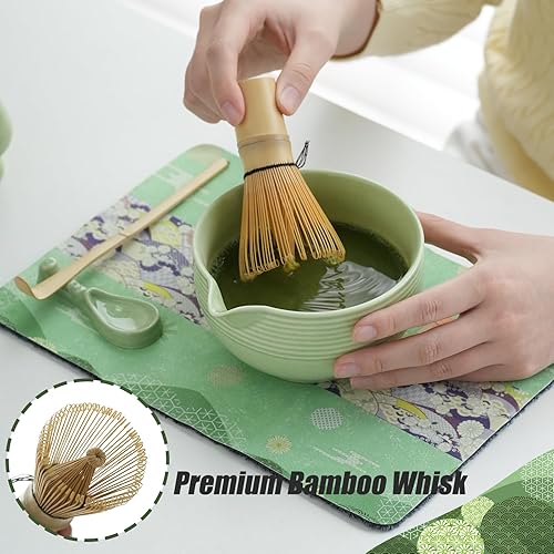Miniatura 3 de Clay&Fire Juego de batidor de matcha, juego de matcha de cerámica, cuenco de matcha con boquilla y batidor, kit de té Matcha de 9 piezas para los