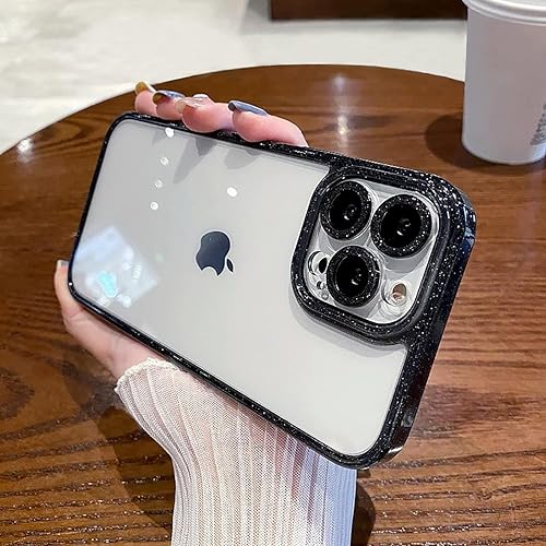 Miniatura 10 de Eiyikof Funda para iPhone 13 Pro Max con protector de lente de cámara brillante diseño de diamantes brillantes parte trasera delgada y transparente