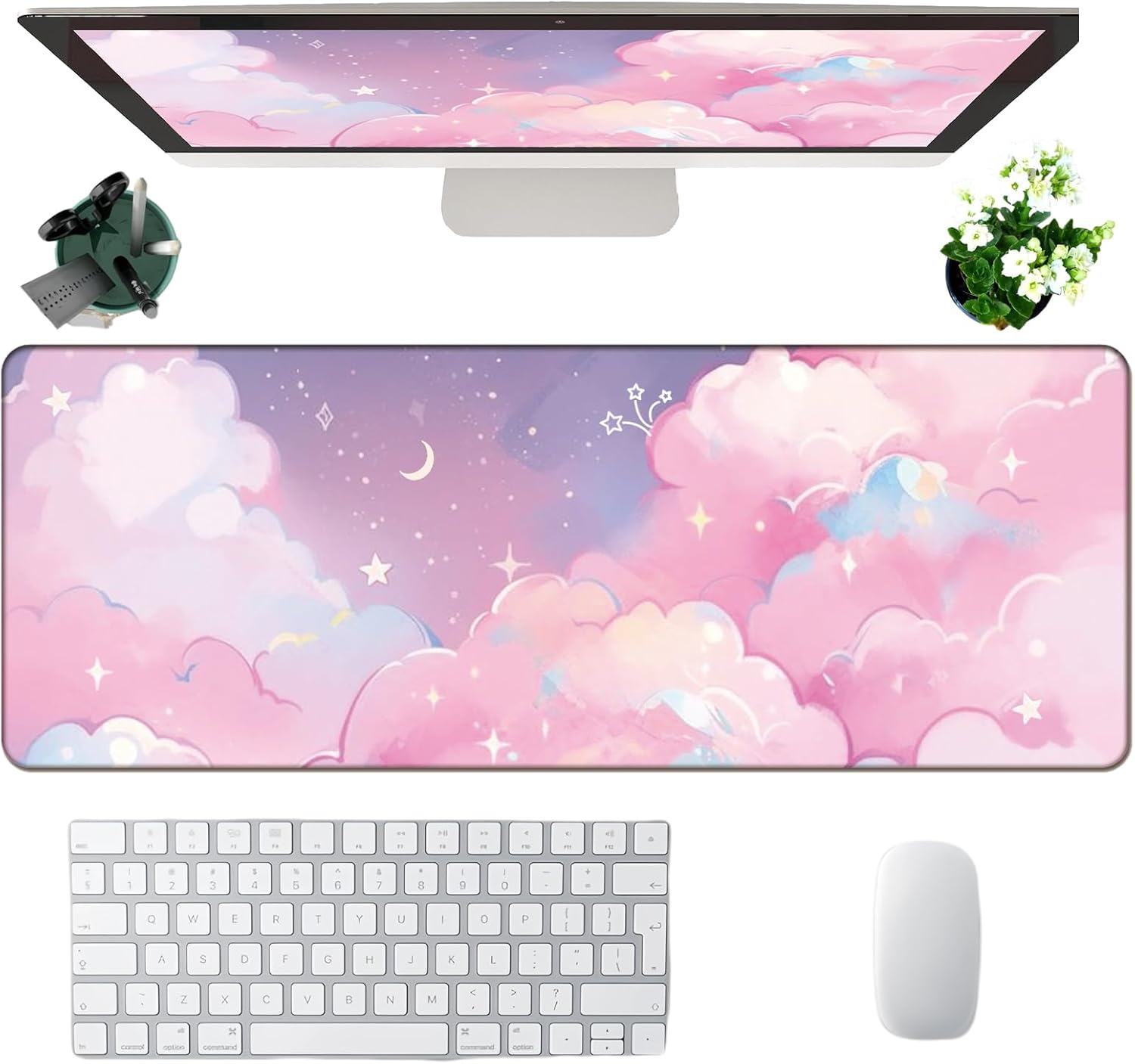 Pink Cloud Mouse Pad Extended Large Cute Desk Mat Big Desk