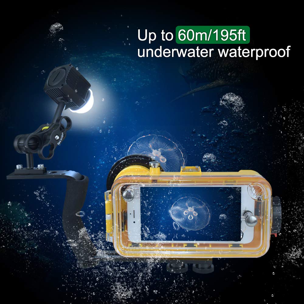 Andoer Mini lampe vidéo LED plongée sous-marine 60 m étanche IPX8 Éclairage camping drone/GoPro/caméras action/smartphone