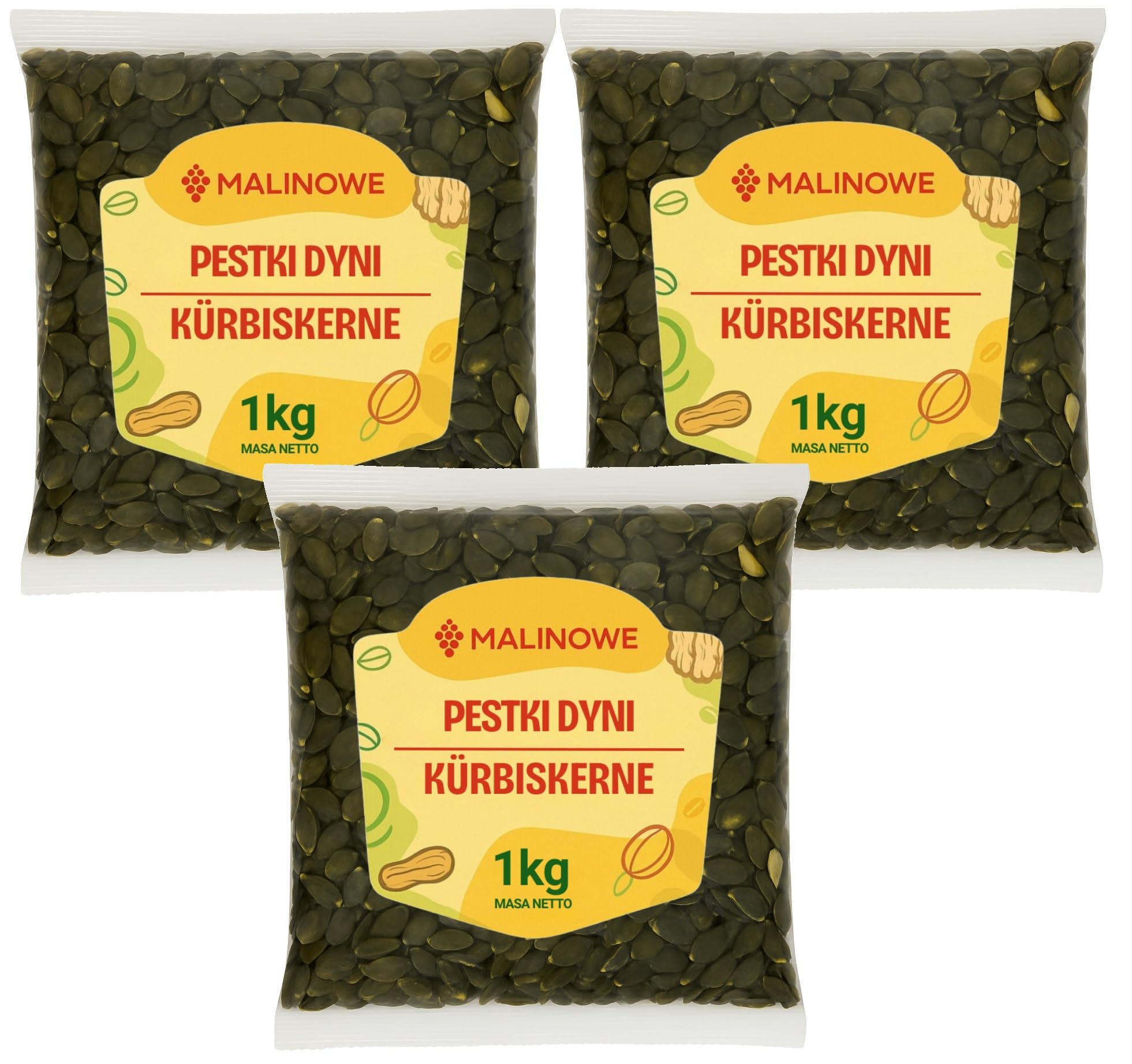 Malinowe KÜRBISKERNE 3x1kg Natürlich Geschält