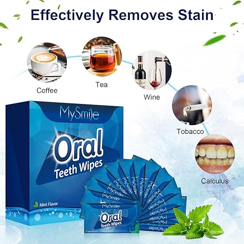 Vista 11 de MySmile Toallitas de dientes, 100 unidades, cepillo de dedo, toallitas de limpieza profunda, cepillo oral para limpieza de dientes, sabor a menta