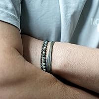 Vista 463 de Handmade Natural Stone Beaded Healing Bracelet Gift for Men Adjustable Rope String Bracelet