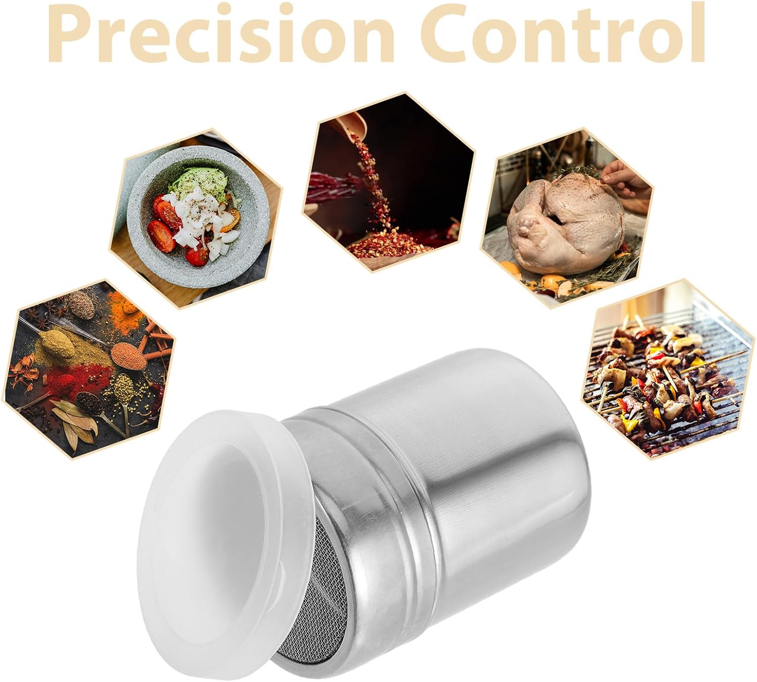 INOOMP 4pcs Stainless Steel Salt Pepper Shakers BBQ Spice Dispensers