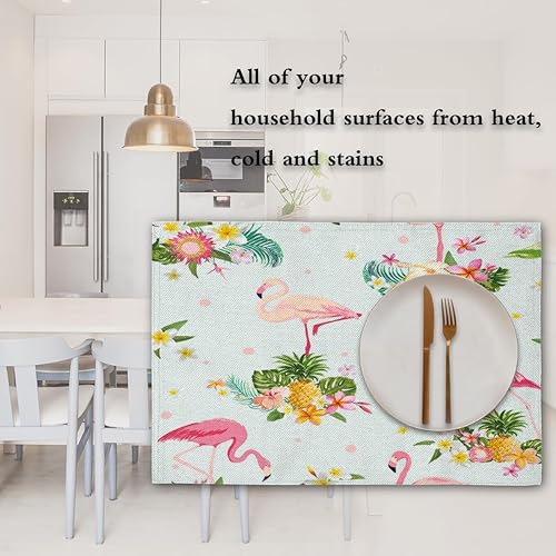 Miniatura 7 de Flamingo Design Pattern Placemats Set of 4 Table Mats Washable Placemat Waterproof Place Mats for Party Home Dining Table Decor 18x12 in