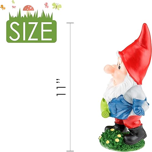 Miniatura 8 de Figura de gnomo de jardín de poliresina para adornos de césped, decoración de interiores o exteriores, 11 pulgadas de alto, ramo