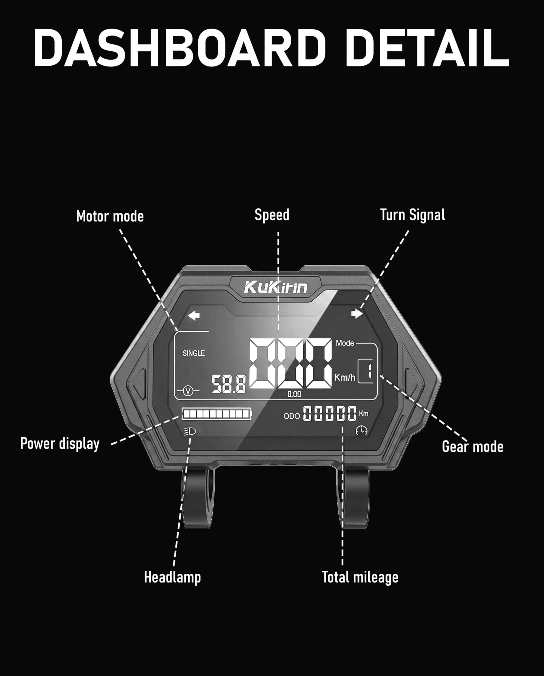 Tableau de Bord Écran LCD Kukirin G2 Pro G2 Max Compteur Numérique Moniteur de Vitesse 5 Fils TFM13-FEIM1-16