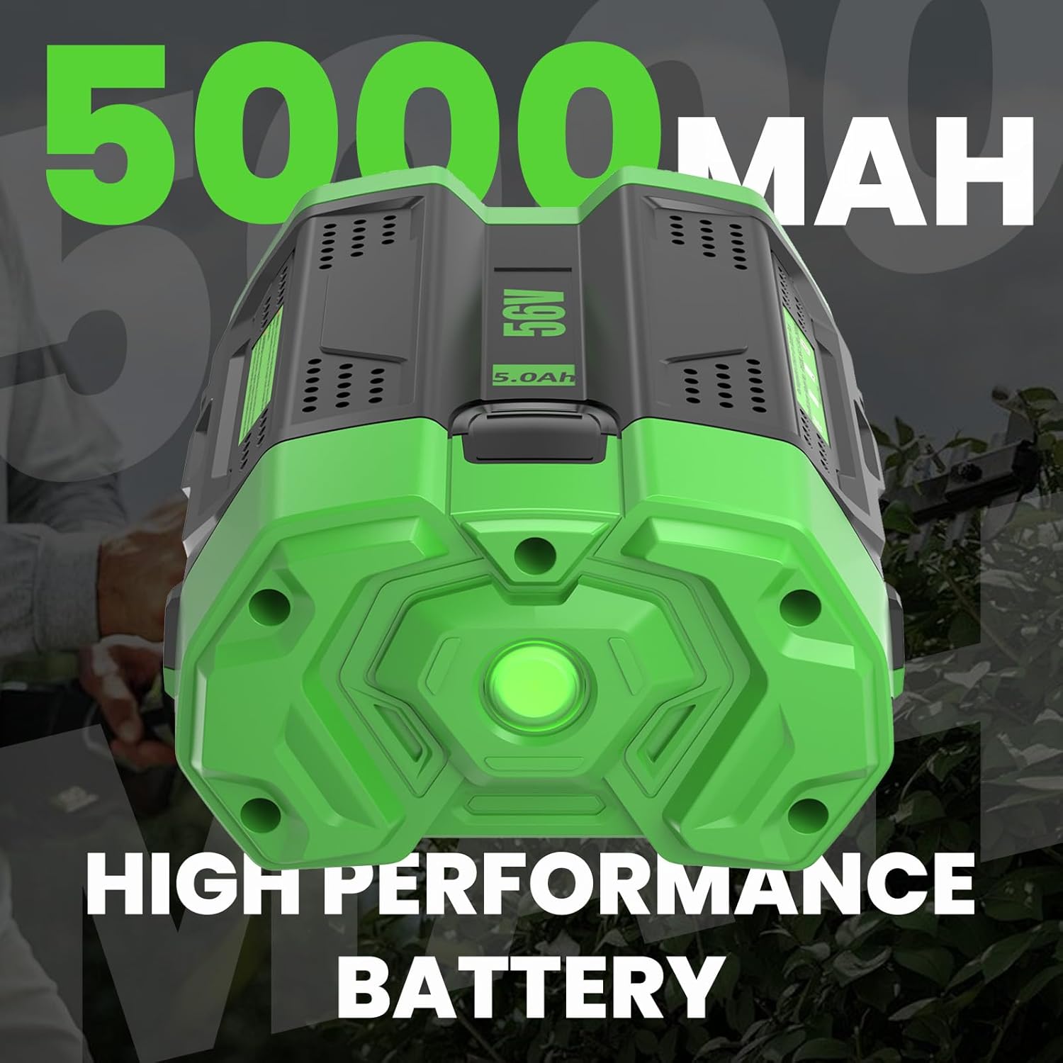2 Packs 5000mAh High Capacity Replacement for EGO 56V Lithium-ion Battery Compatible with EGO 56 Volt 5.0Ah Battery BA2800T BA4200T BA1400 BA5600T LB6504 LB5804 LB6500 LB4800 Power Tools(Green)