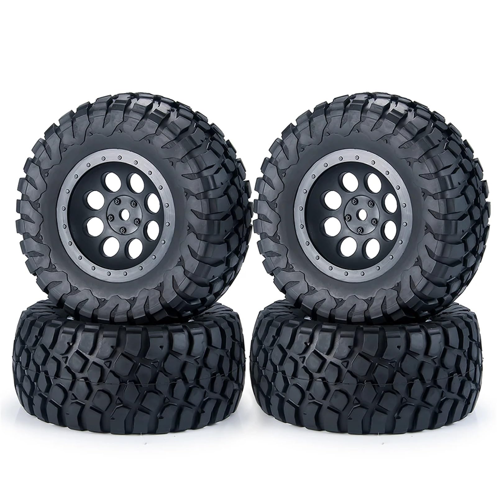 RC Pneus Jante Compatible avec Slash pour VKAR 10SC 1/10 RC, Pièces De Mise À Niveau De Voiture De Course Courte, 4 Pièces, Pneus en Caoutchouc 110x47mm, Jeu De Jantes en Plastique