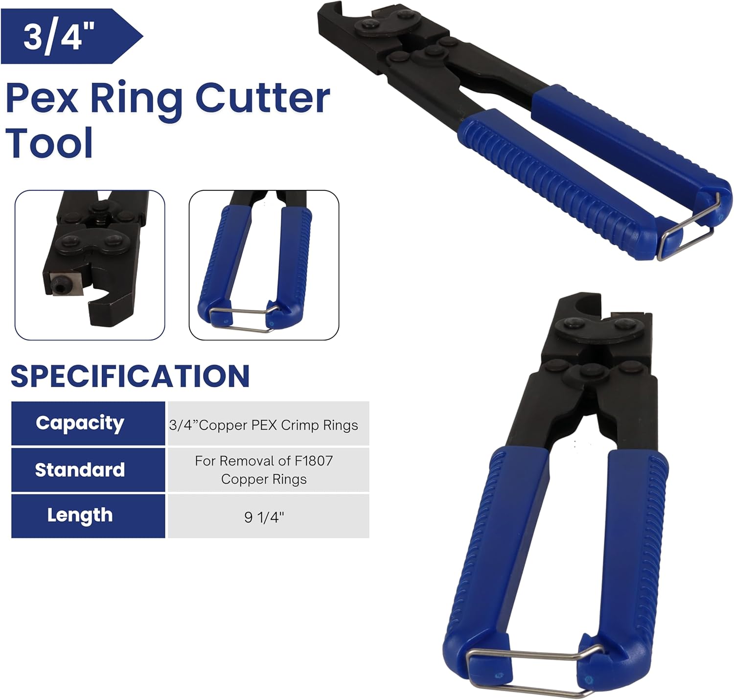 Waterline 3/4" Pex Ring Crimp Removal Tool - Pro Cutter with Powerful Grip, Stainless Steel | Non-Damaging Remover | Plumbing Copper Band Disconnect Toolkit | Remove Clamp Without Damage to Fitting