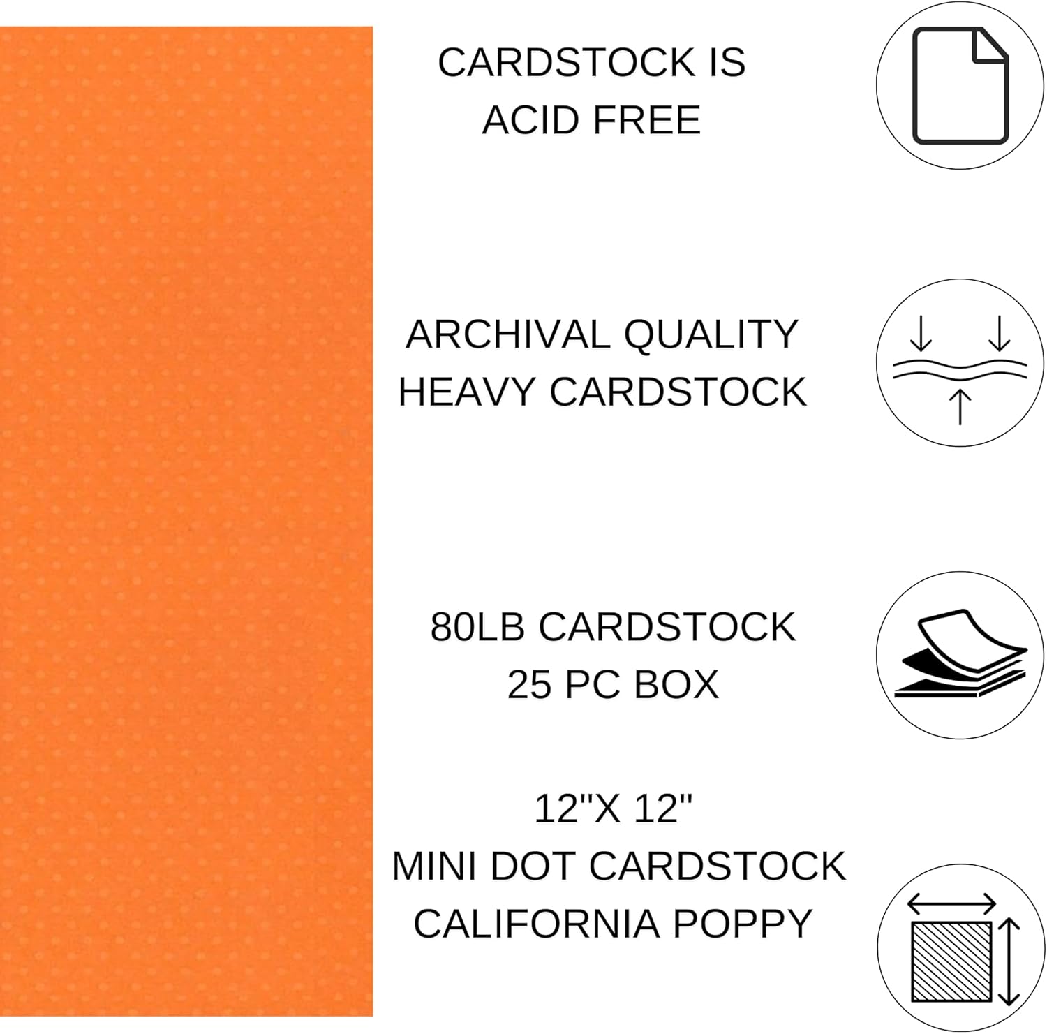 PA Paper Accents Mini Dots Cardstock 12" x 12" California Poppy, 80lb colored cardstock paper for card making, scrapbooking, printing, quilling and crafts, 25 piece pack