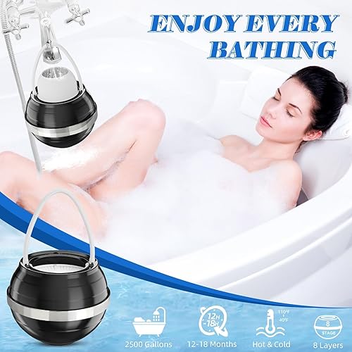 Filtro de baño para bañera, filtro de agua para tina para piel y cabello más suaves, filtro de agua de baño de filtración de grado hotelero de 8