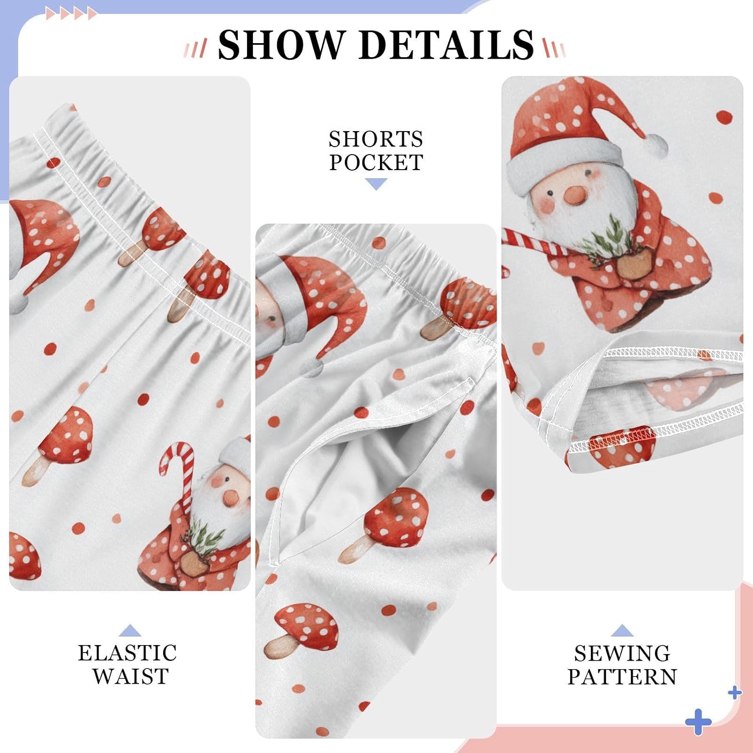 visesunny Boys' Pants Santa Claus Candy Cane Mushroom Jogger Pants Elastic Waist Long Bottoms Trousers with Pockets S-XL