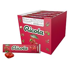 Ricola Cherry Throat Drops 9 Count Stick Pack of 20 Daily Drops For Delicious Throat Refreshment Oral Anesthetic