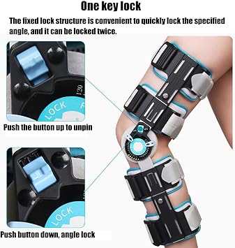 Adjustable Knee Brace Support Adjustable Knee Brace for Men Women Hinged ROM Knee Brace Support Stabilizer Extremity Immobilization Bracket One-Click Lock Left Right Leg