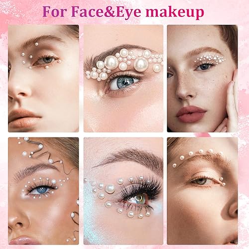 Miniatura 7 de Kit de perlas con parte trasera plana, 3 cajas de perlas medias redondas negras con lápiz recogedor y pinzas para bricolaje en el hogar y arte de