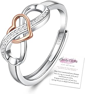 XOEMEL Sterling Silver Ring for Women Girls Dainty Infinity 