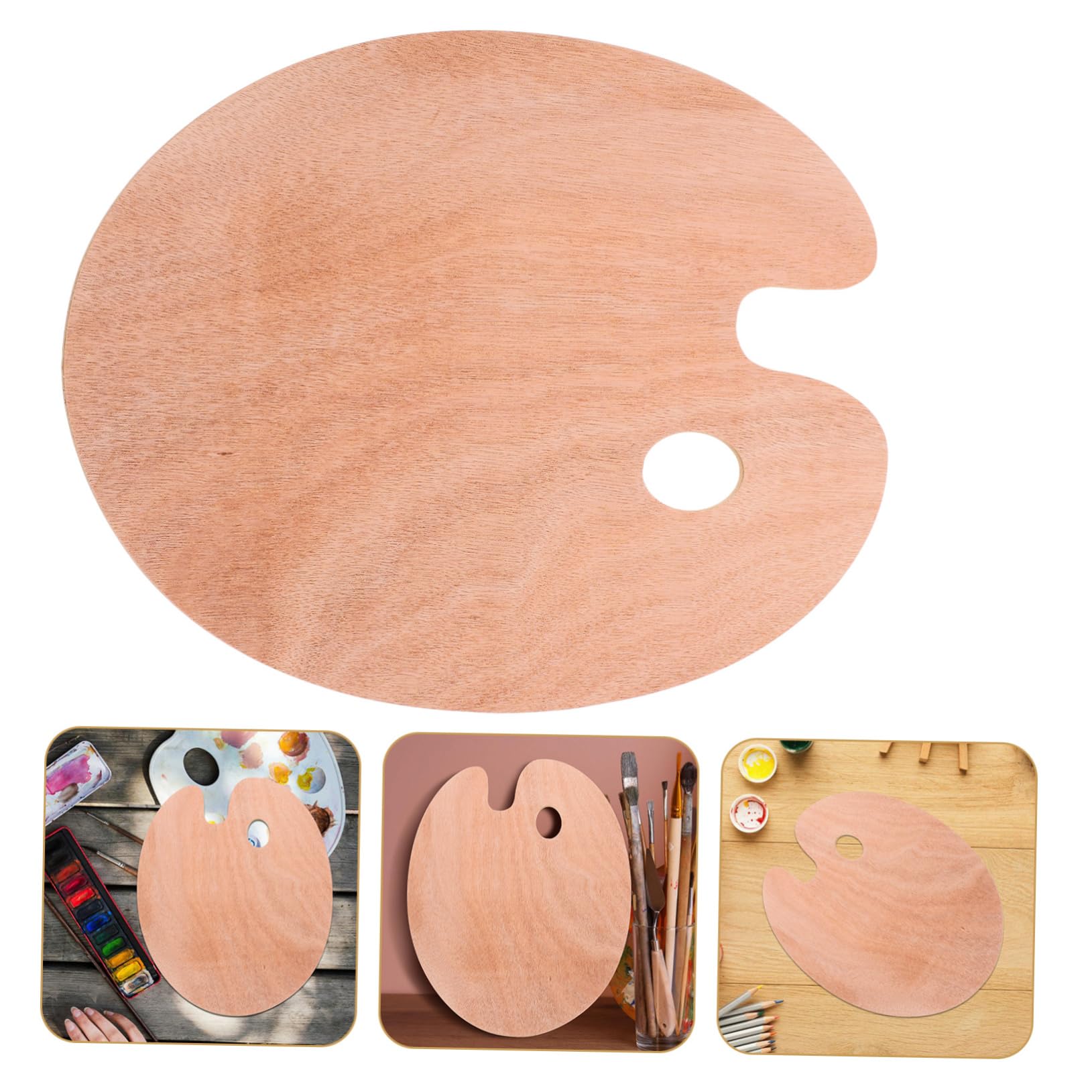 Housoutil 5 Pièces Palette de Peinture Ovale avec Trou pour Pouce Surface Lisse Antidérapante Palette Ergonomique pour Artistes