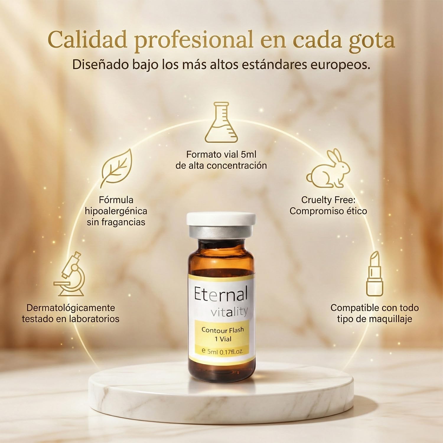 Vial contorno de ojos 5 ml Pack 3 con Péptidos, Ácido Hialurónico y Cafeina ojos. Tratamiento anti ojeras y arrugas finas ilumina, hidrata y reafirma la piel para un efecto quita ojeras instantáneo