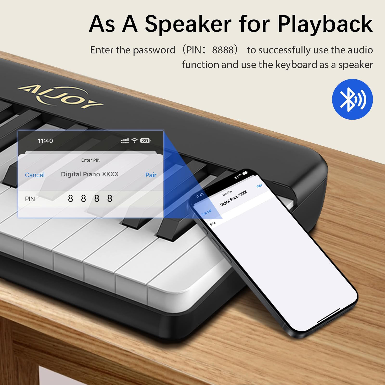 AiJoy Klaviertastatur mit 88 Tasten und magnetischer Verbindung | Abnehmbares E-Piano für Anfänger, tragbares Digitalpiano für Reisen mit empfindlichen Tasten, MIDI-Unterstützung, Tragetasche